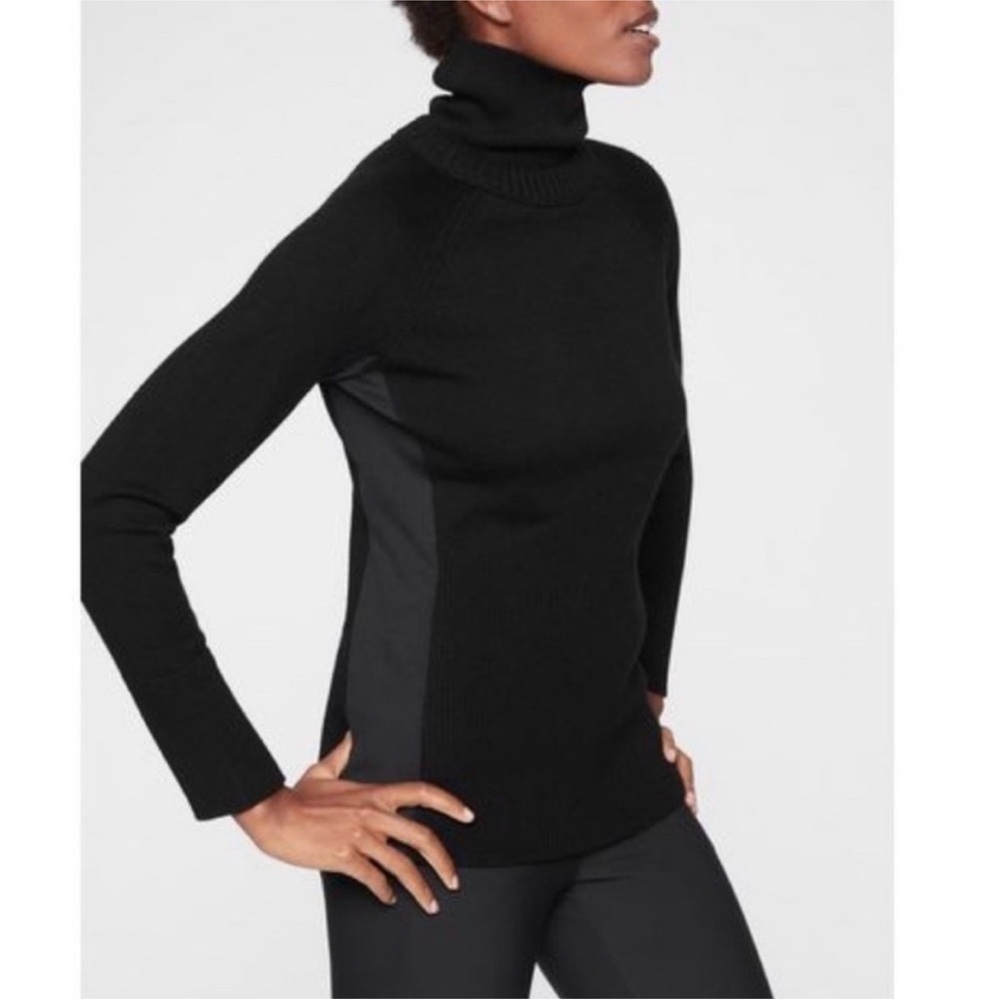 ATHLETA Mesa Hybrid Turtleneck Long Sleeve Black Sweater Size XS